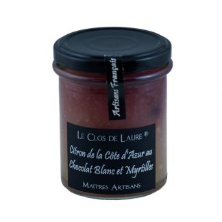 confiture citron, chocolat blanc et myrtille